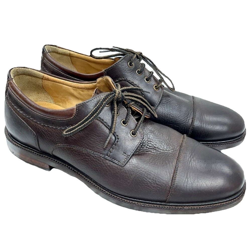 Johnston Murphy‎ Sheepskin Leather Cap Toe Oxford Shoes 20-8922 Brown Size  10 M